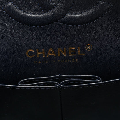 Chanel Denim Quilted Medium Double Flap Dark Blue 6 of 10