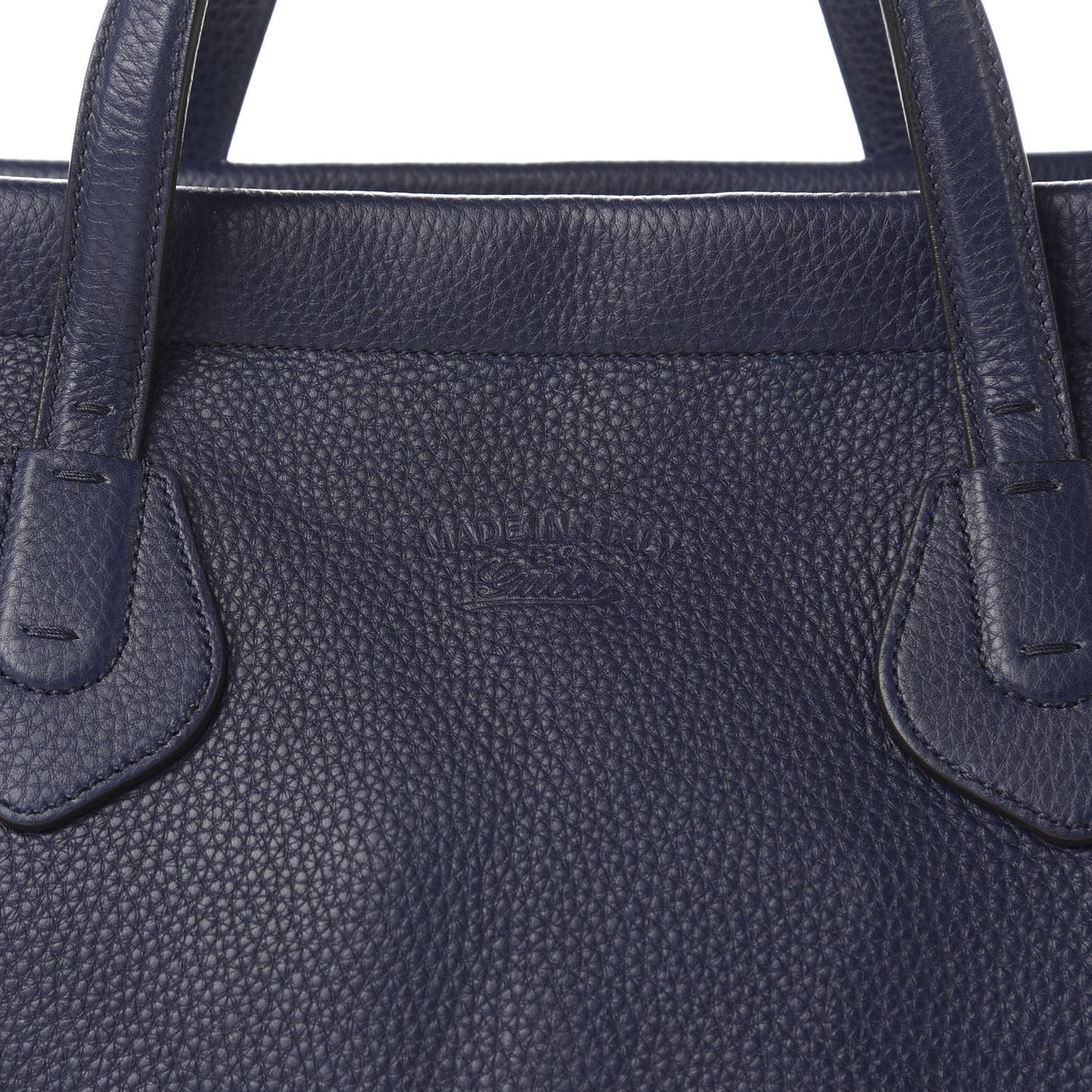 Pebbled Calfskin Large Lady Tassel Top Handle Bag Dark Blue