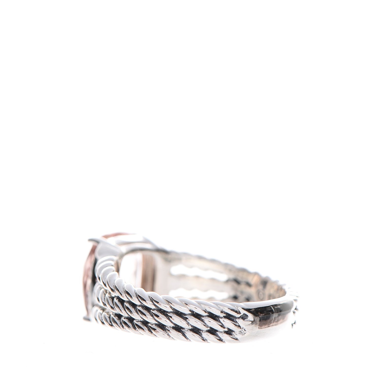 Sterling Silver Diamond Morganite 10mm Petite Wheaton Ring 57 8