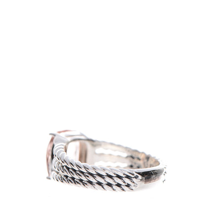 David Yurman Sterling Silver Diamond Morganite 10mm Petite Wheaton Ring 57 8 3 of 5