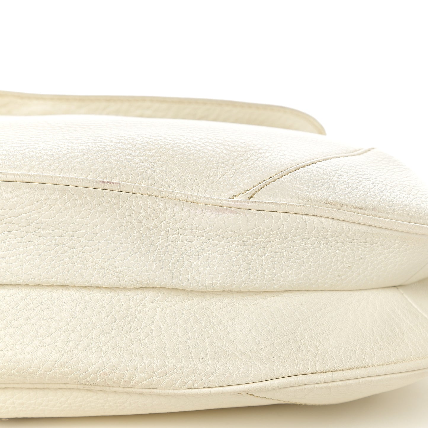 Vitello Daino Metal Bar Top Handle Shoulder Bag White
