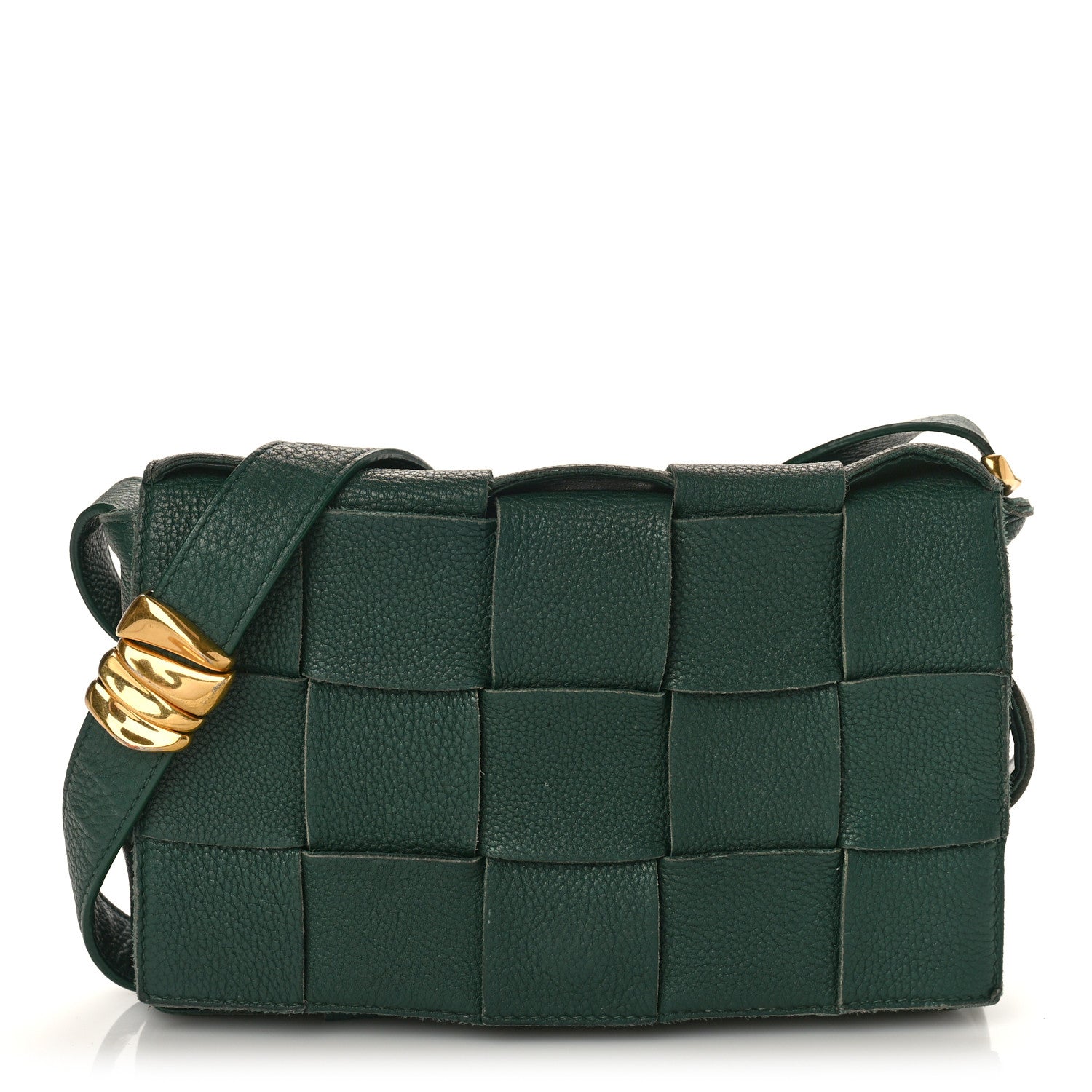 Bottega Veneta Grained Calfskin Maxi Intrecciato Cassette Crossbody Bag Raintree Green 1 of 12