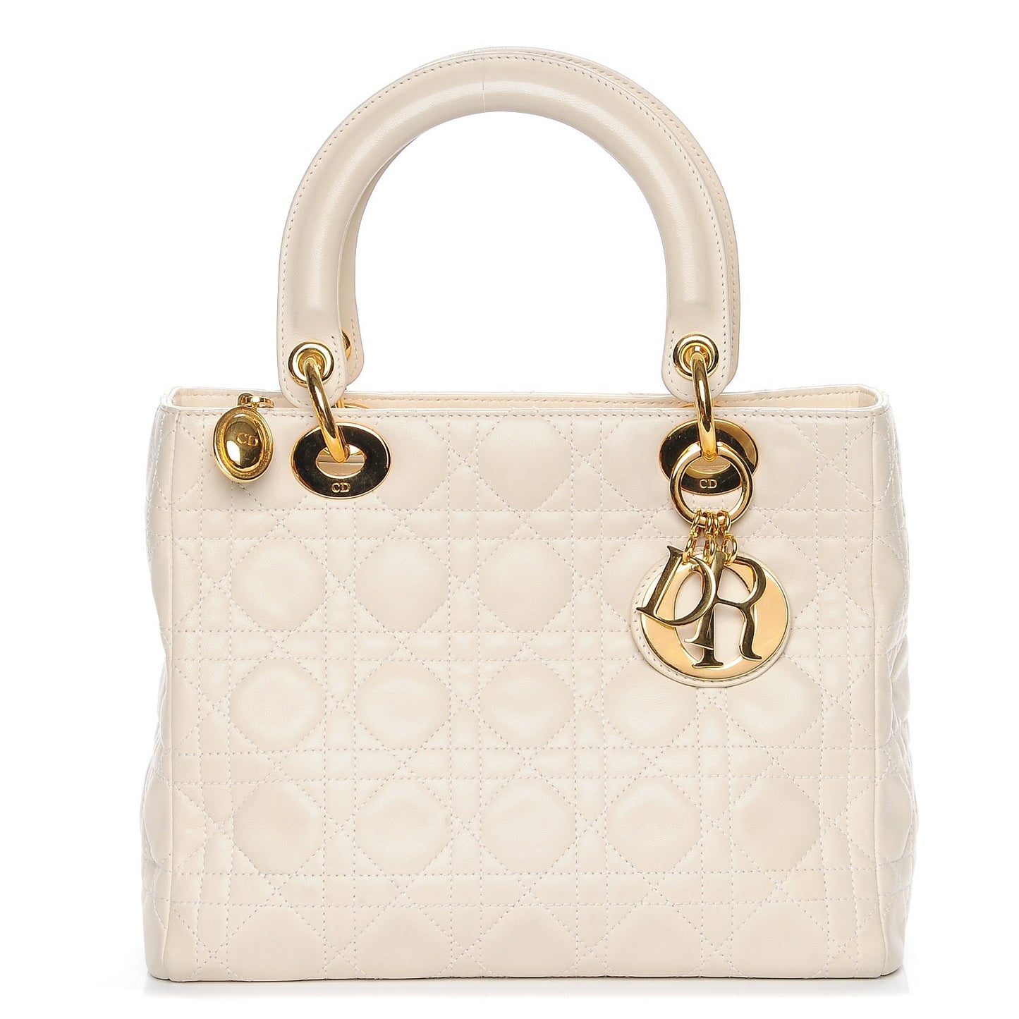 Lambskin Cannage Medium Lady Dior White