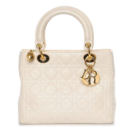 Christian Dior Lambskin Cannage Medium Lady Dior White 1 of 11