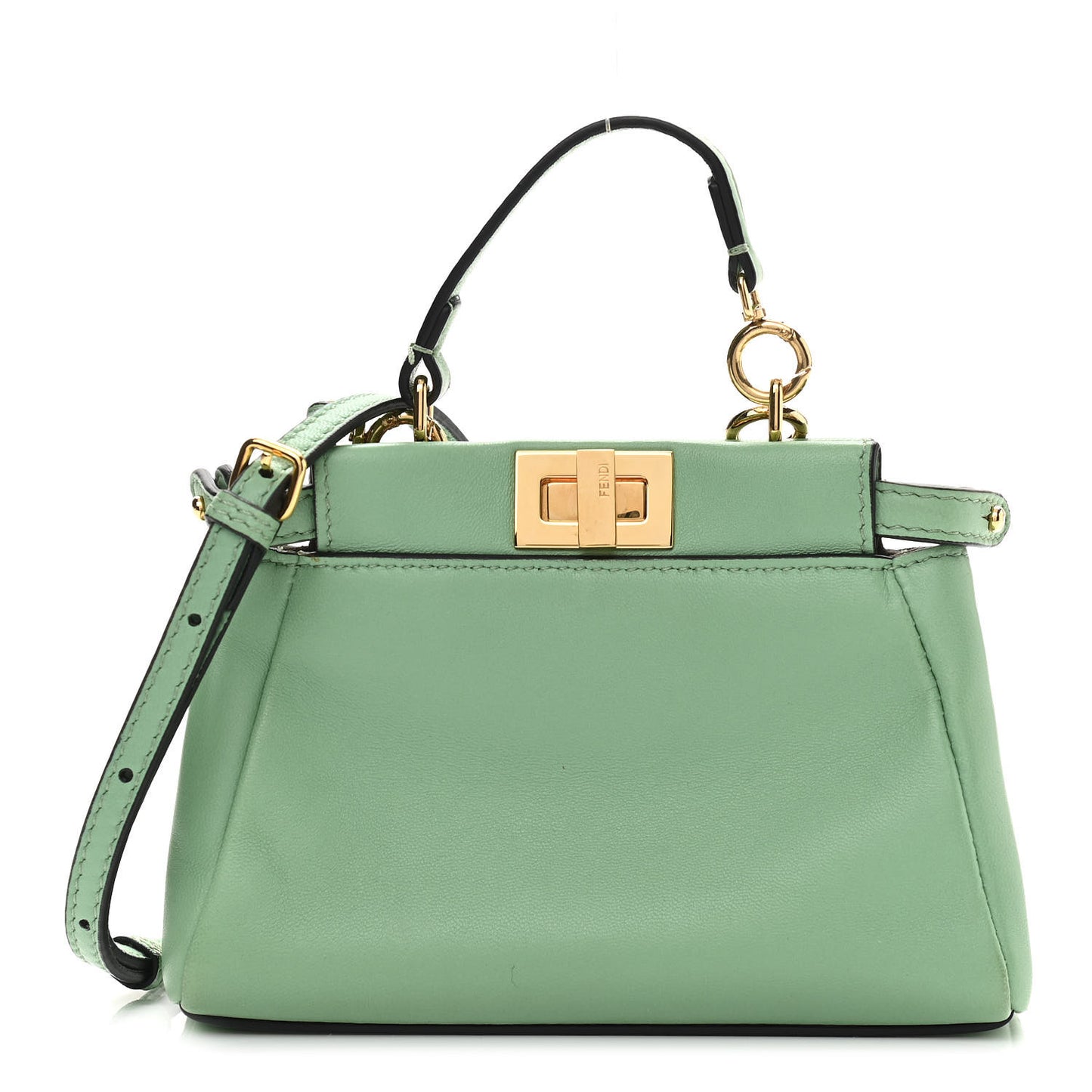 Shiny Nappa Micro Peekaboo Iconic Satchel Verde Acqua