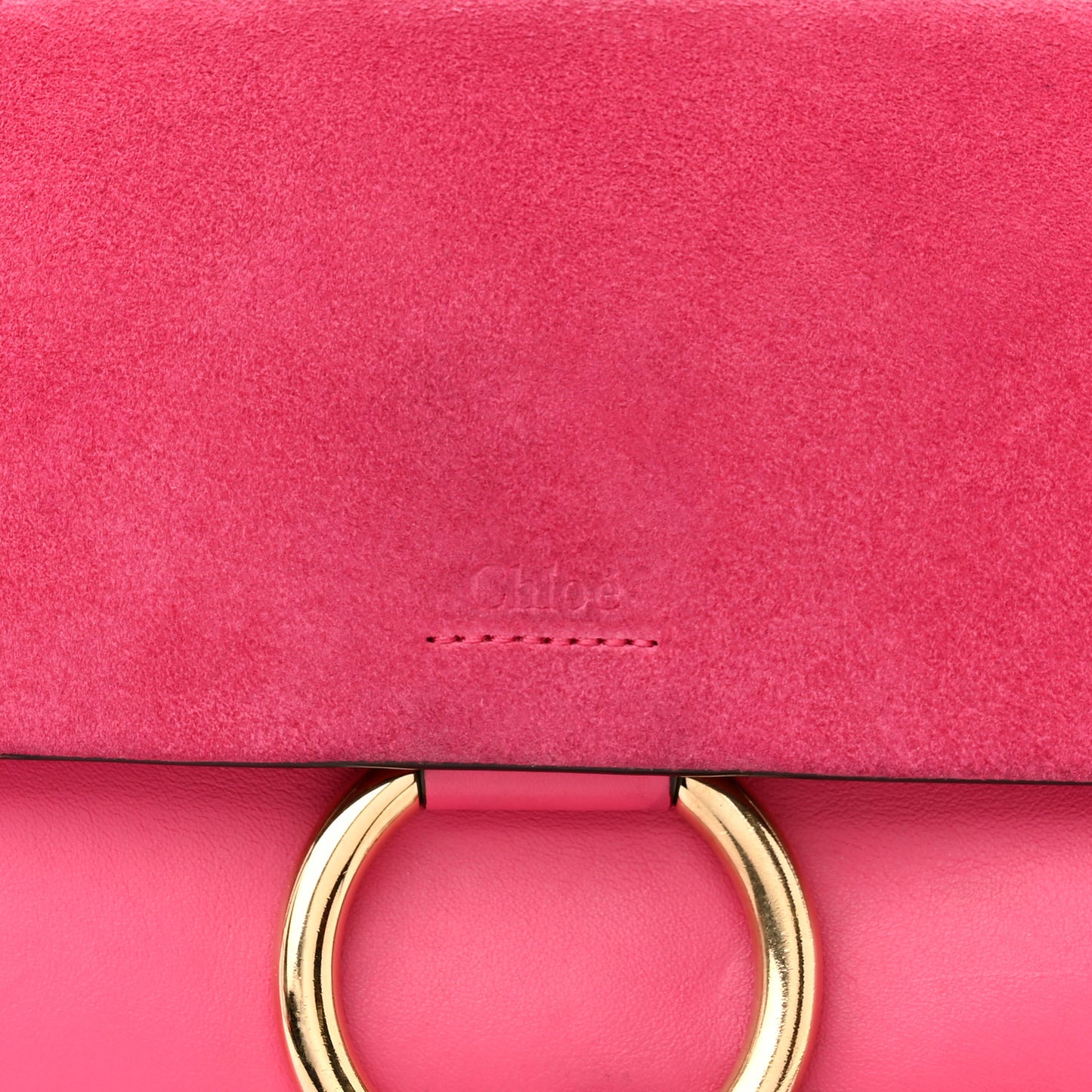 Suede Calfskin Small Faye Shoulder Bag Fuchsia Rose