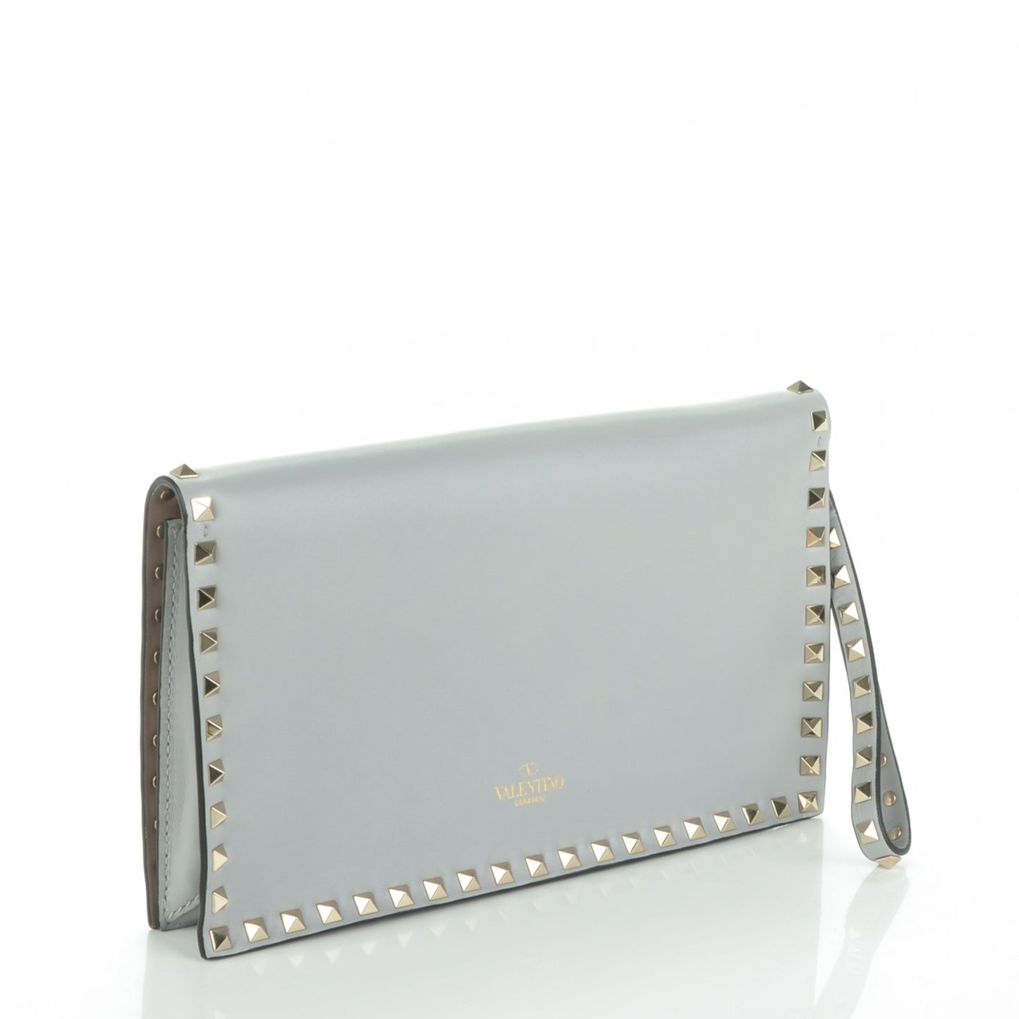 Nappa Rockstud Wristlet Clutch Pastel Grey