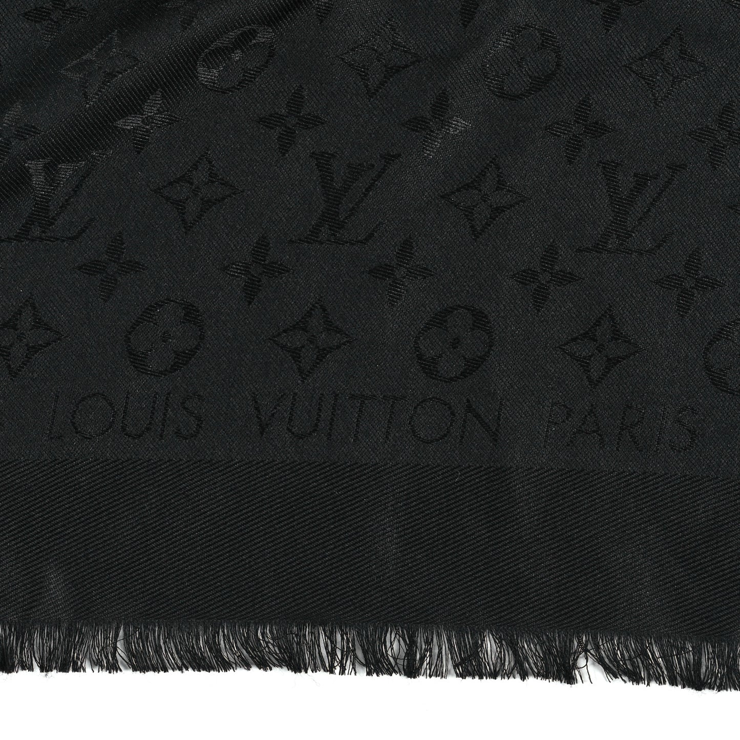 Silk Wool Monogram Shawl Black
