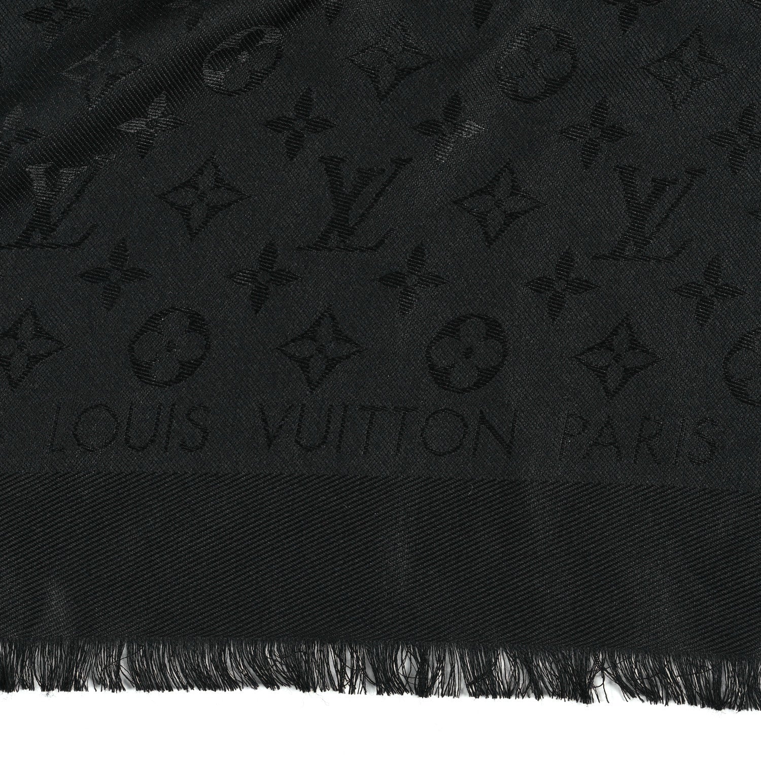 Louis Vuitton Silk Wool Monogram Shawl Black 3 of 4