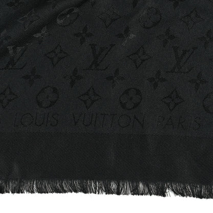 Louis Vuitton Silk Wool Monogram Shawl Black 3 of 4