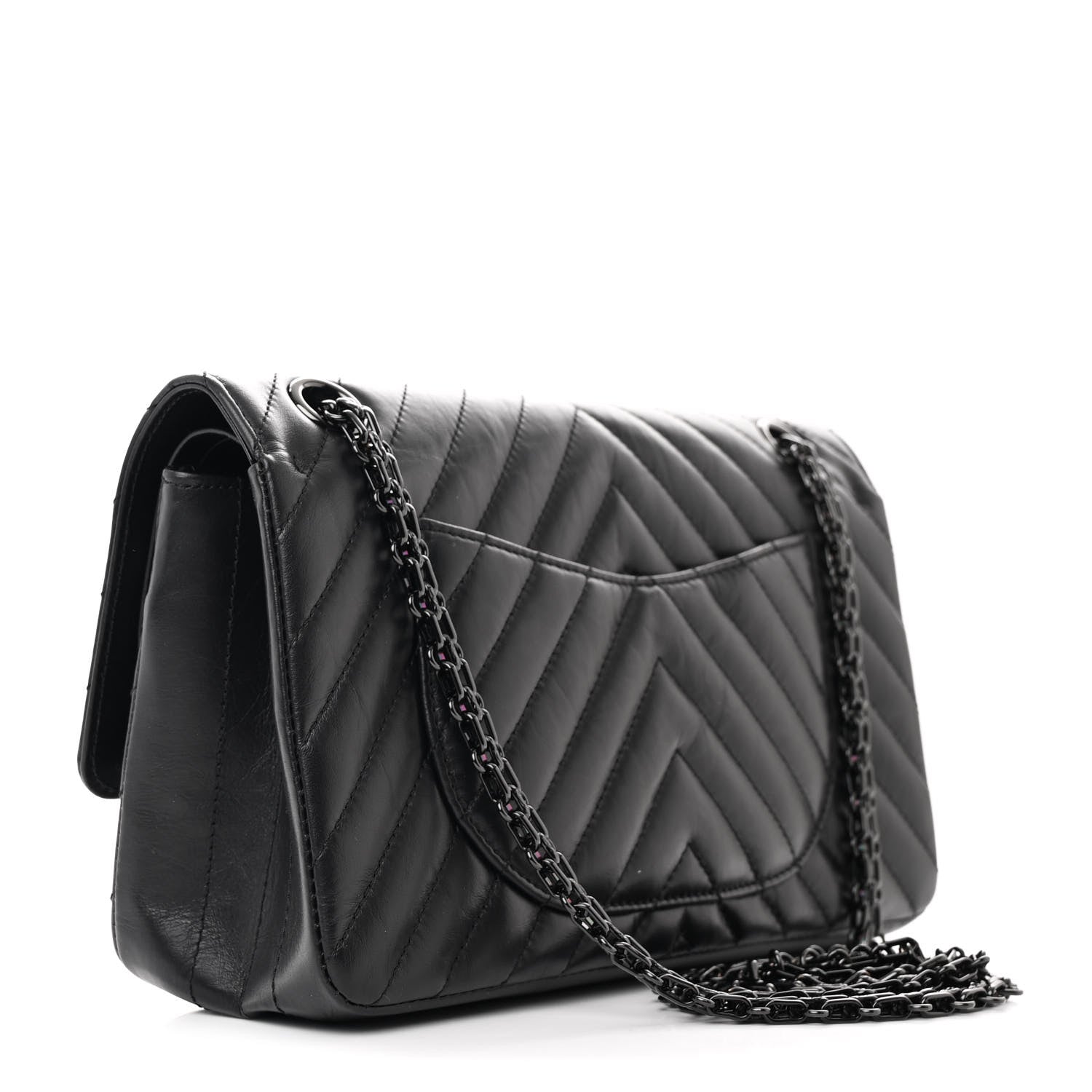 Chanel Aged Calfskin Chevron Quilted 2.55 Reissue 225 Flap So Black 3 of 11