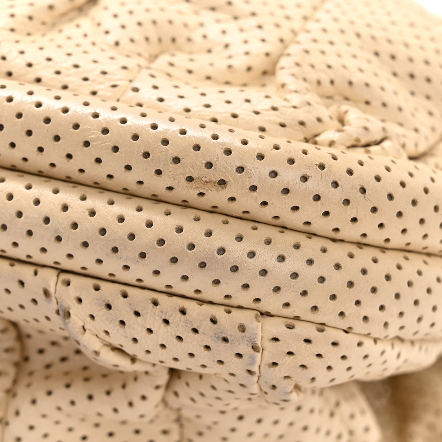 Lambskin Perforated Clutch Light Beige