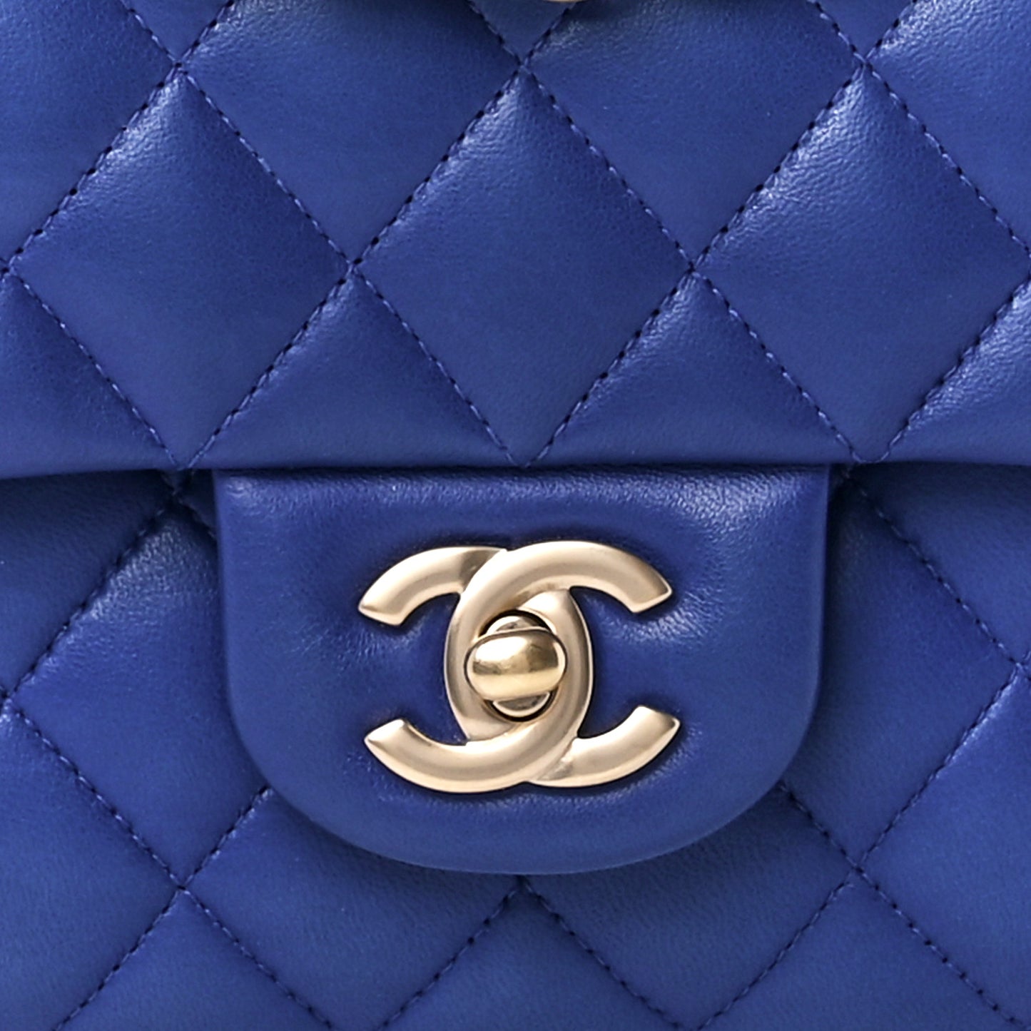 Lambskin Quilted Medium Double Flap Blue