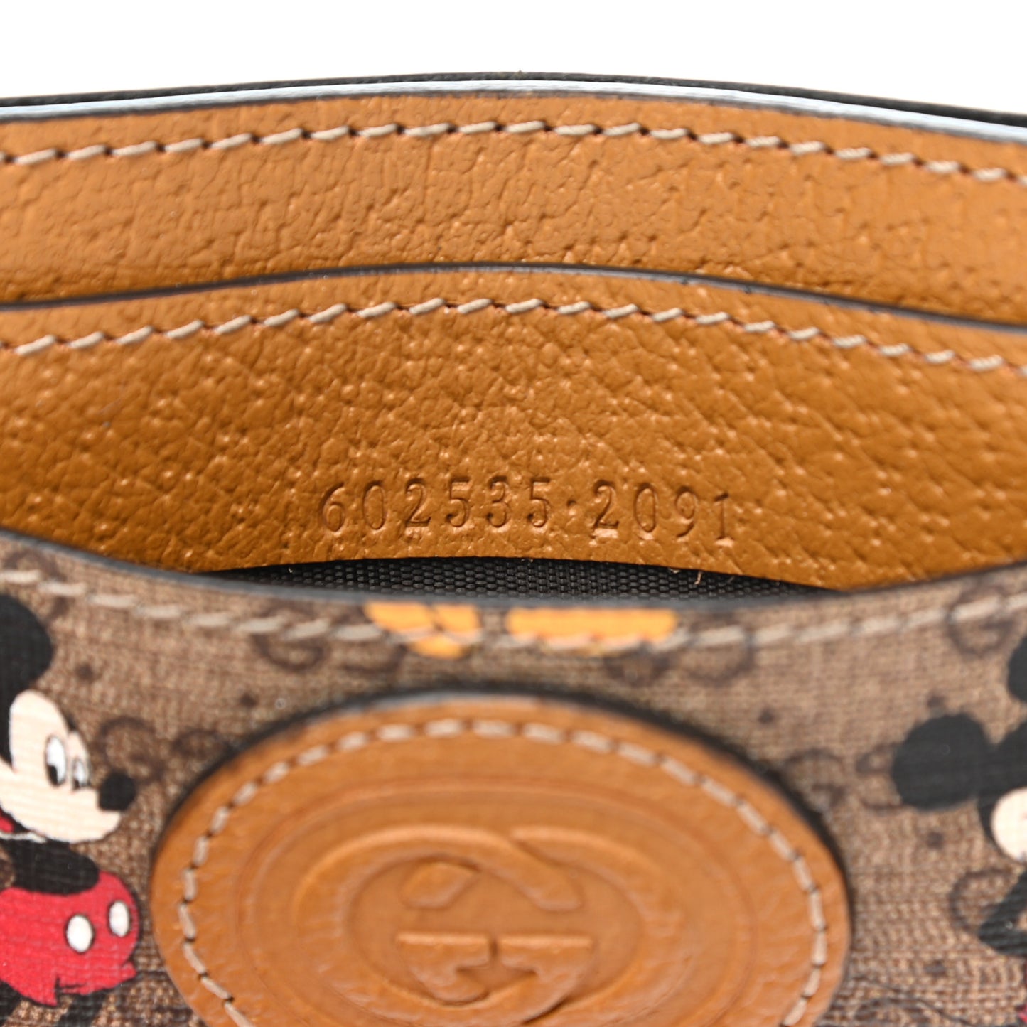X DISNEY Mini Vintage GG Supreme Monogram Mickey Mouse Card Holder Beige Vintage Sun Oil