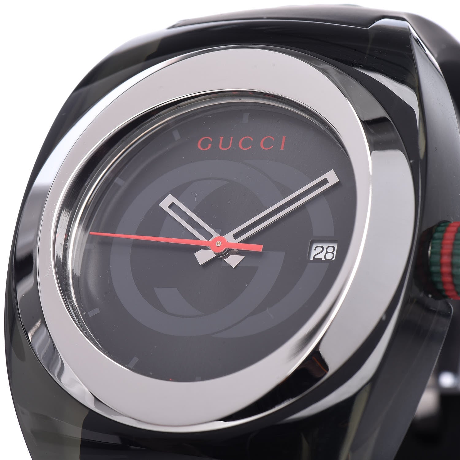 Gucci Stainless Steel Rubber 46mm Sync Web Quartz Watch Black 7 of 8