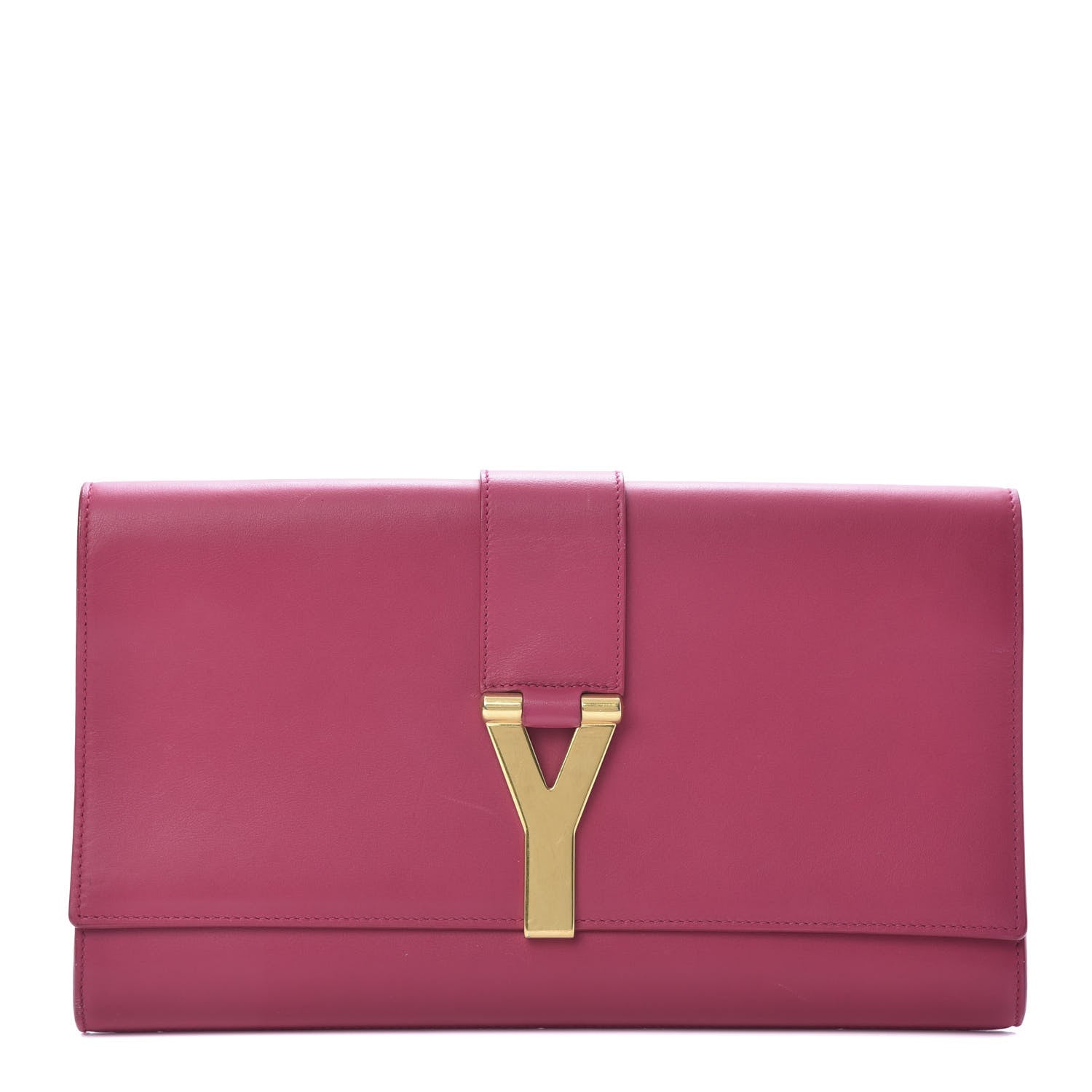 Saint Laurent Calfskin Classic Y Ligne Clutch Fuchsia 1 of 12