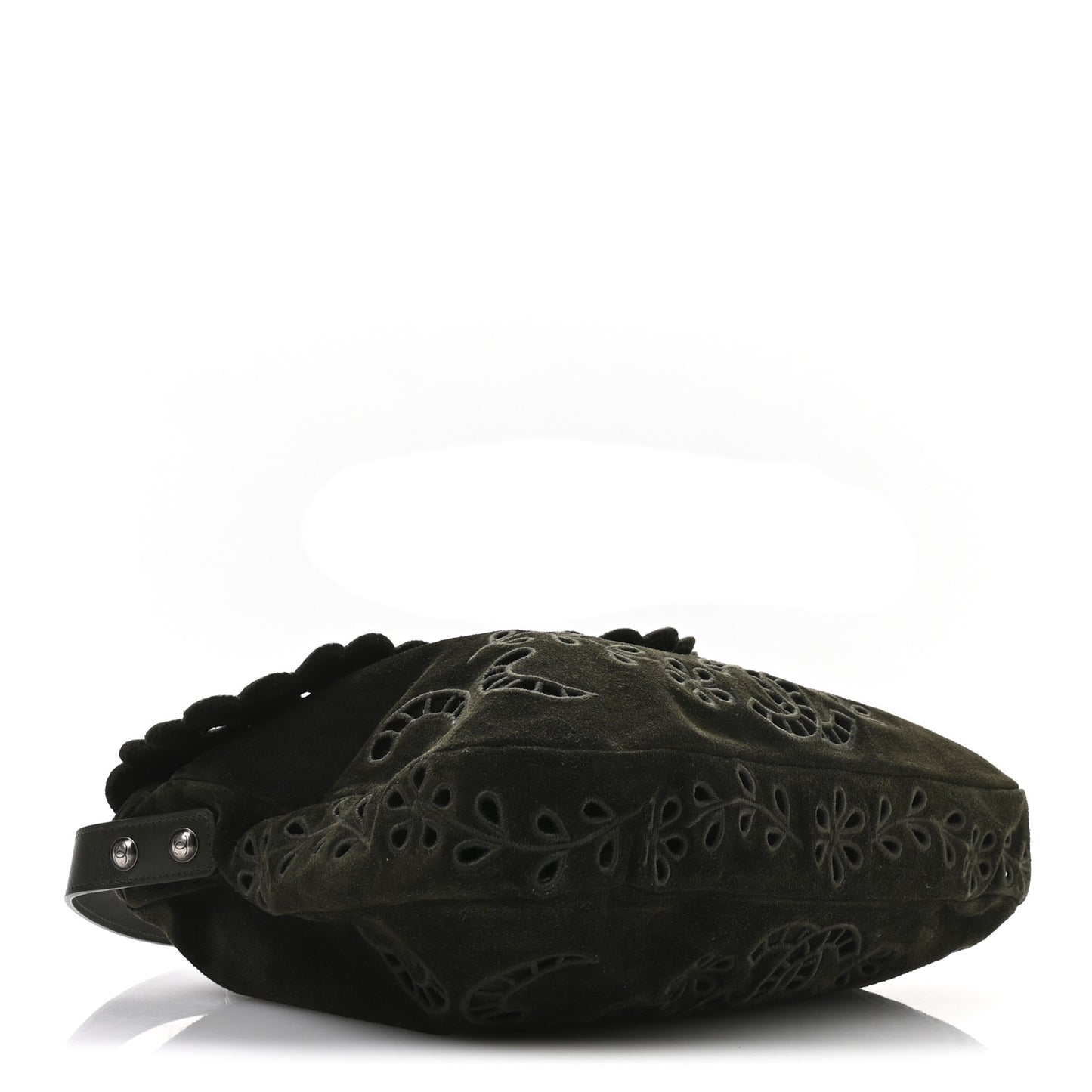 Suede Embroidered Flap Dark Green