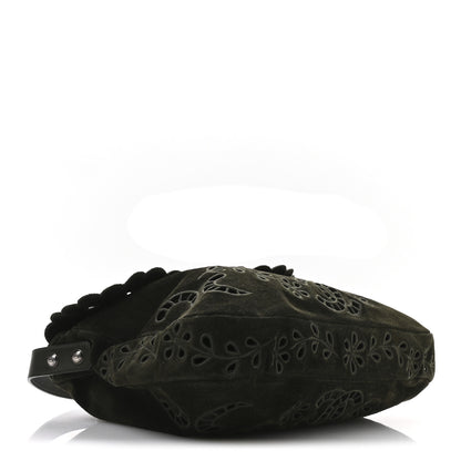 Chanel Suede Embroidered Flap Dark Green 4 of 10
