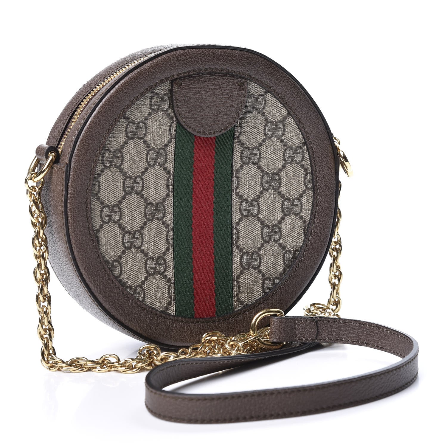 Gucci GG Supreme Monogram Web Mini Ophidia Round Shoulder Bag Brown 2 of 7