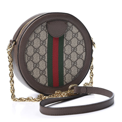 Gucci GG Supreme Monogram Web Mini Ophidia Round Shoulder Bag Brown 2 of 7