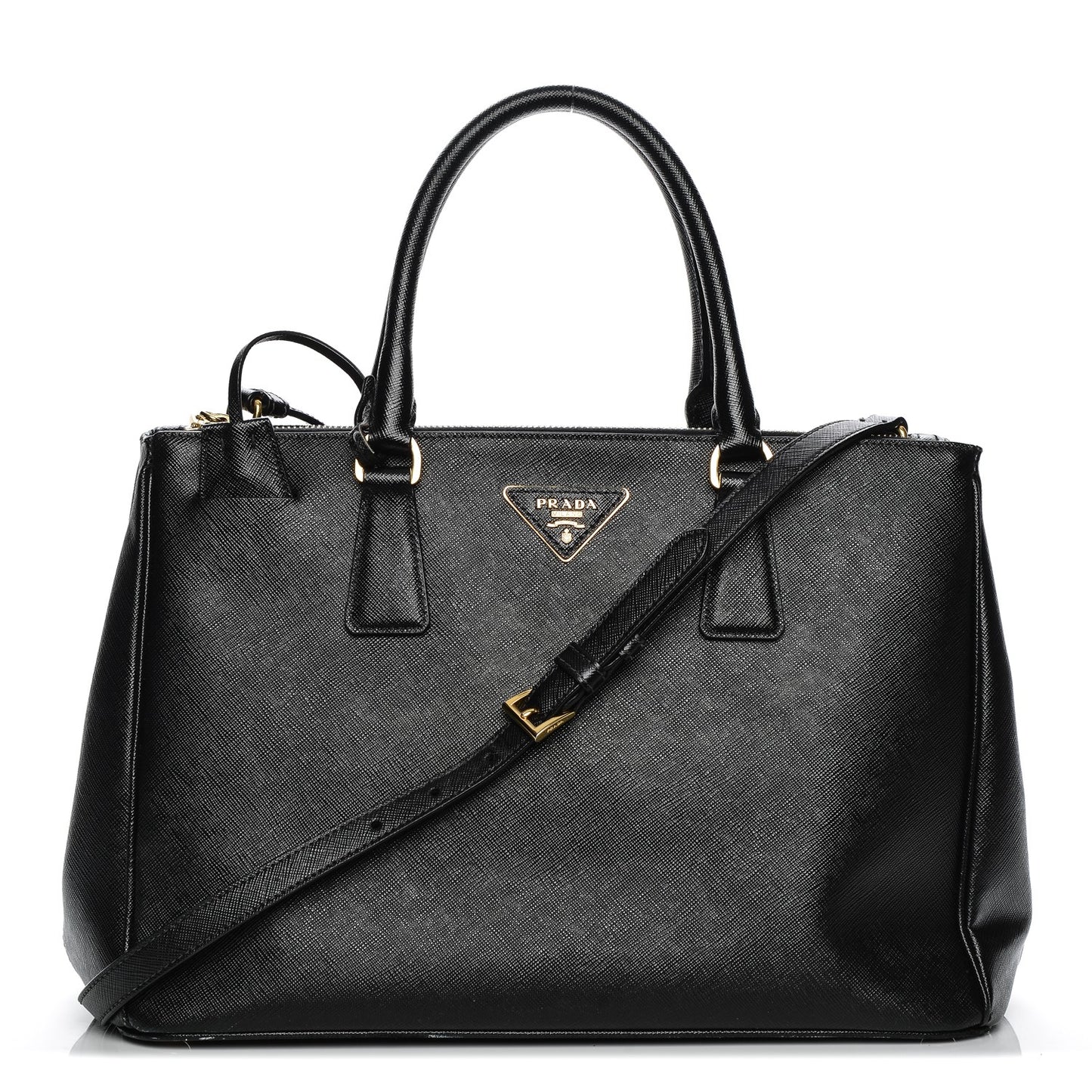 Saffiano Medium Galleria Double Zip Tote Black