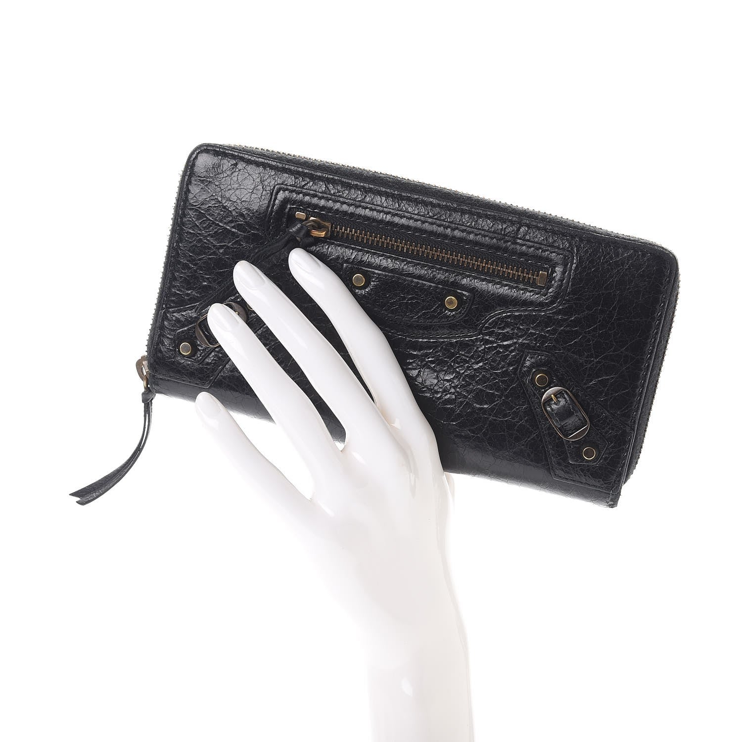Balenciaga Agneau Classic Hardware Continental Zip Around Wallet Black 2 of 9