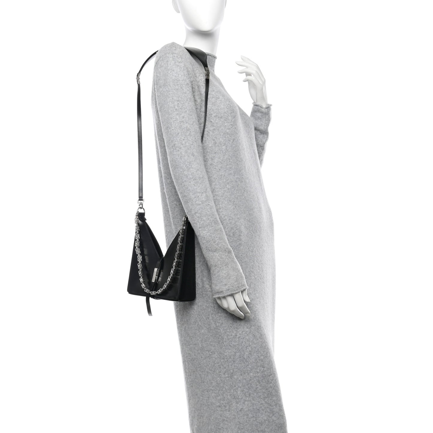 Box Calfskin Mini Cut Out Shoulder Bag Black
