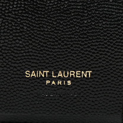 Saint Laurent Grain De Poudre Matelasse Cassandre Monogram Slim Key Case Black 6 of 7