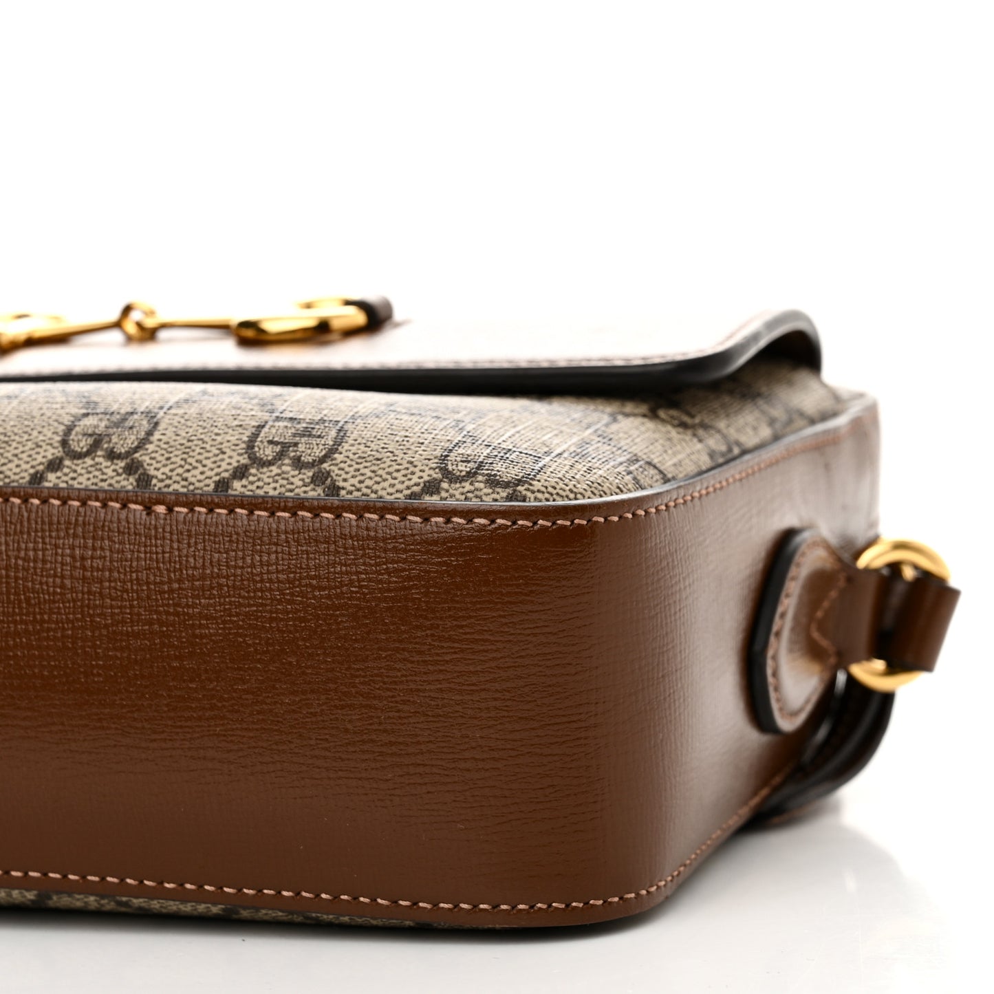 GG Supreme Monogram Small Horsebit 1955 Shoulder Bag Beige Brown Sugar