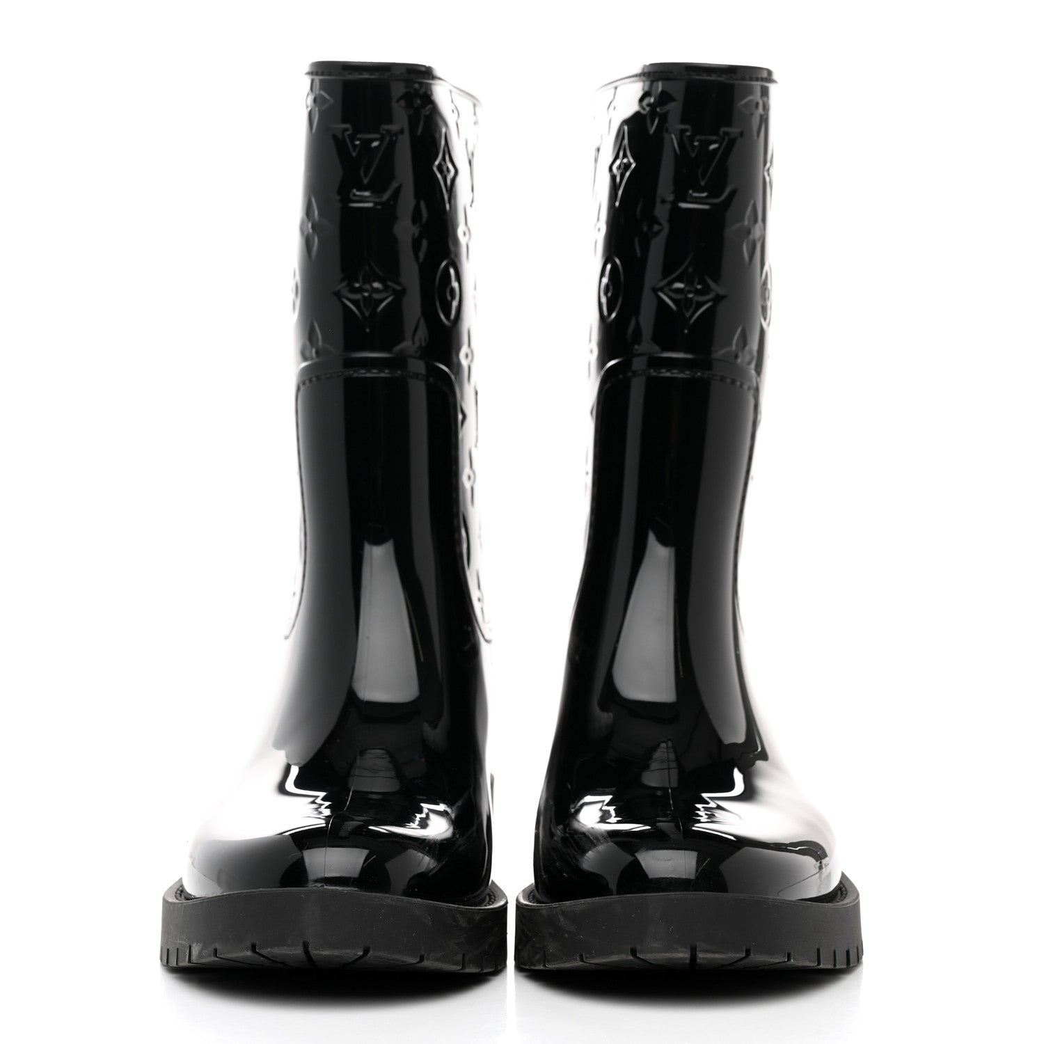 Louis Vuitton Rubber Embossed Monogram Splash Rain Short Boots 39 Black 2 of 7