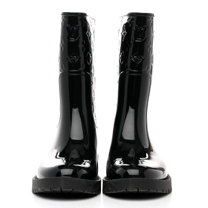 Louis Vuitton Rubber Embossed Monogram Splash Rain Short Boots 39 Black 2 of 7