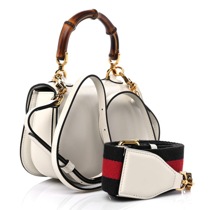 Gucci Boarded Dyana Lux Calfskin Web Mini Bamboo 1947 Top Handle Bag Mystic White 2 of 10