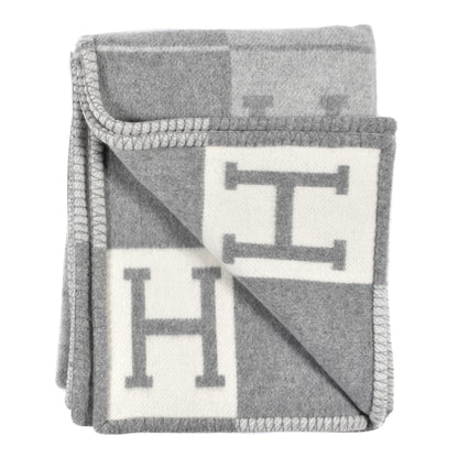 Hermes Wool Cashmere Avalon III Blanket Ecru Gris Clair 2 of 3