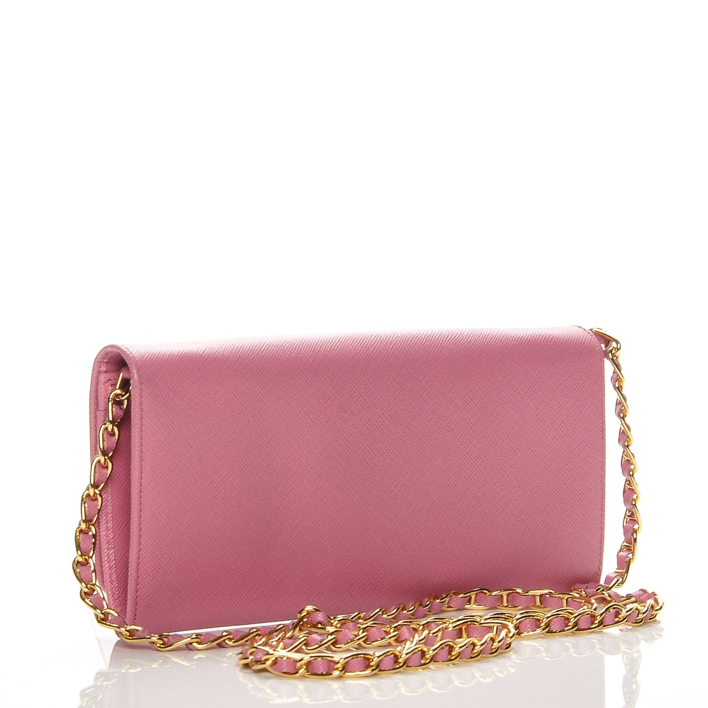 Saffiano Metal Oro Chain Wallet Begonia
