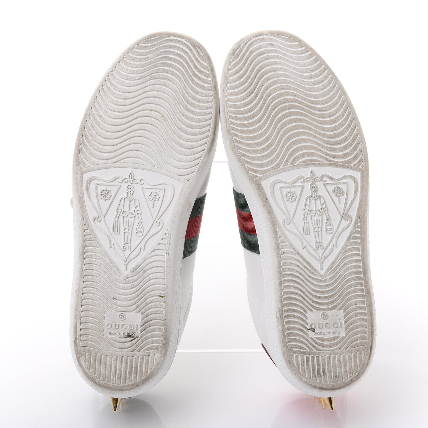 Calfskin Web Pearl Studded Womens Ace Sneakers 36 White