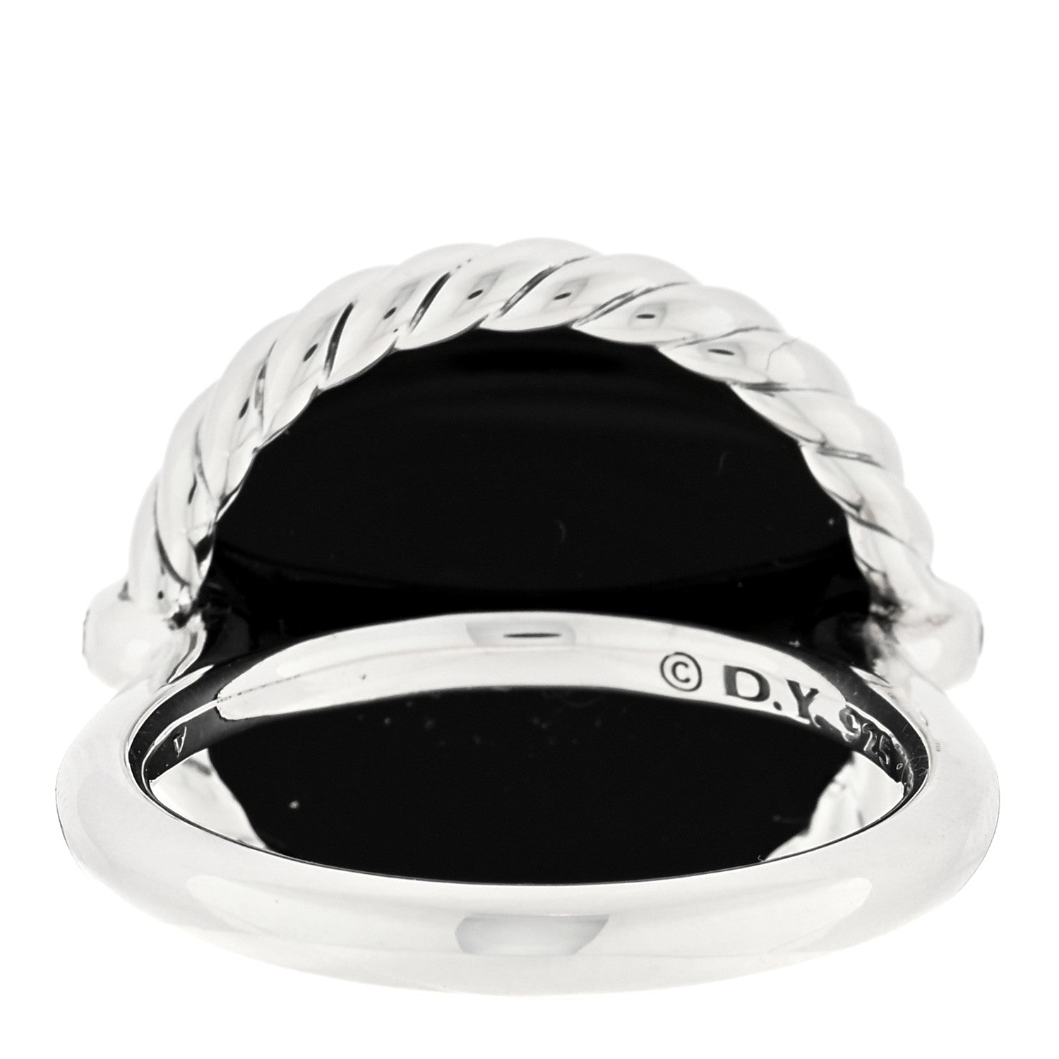 David Yurman Sterling Silver Diamond Black Onyx Elements Ring 58 8.25 3 of 4