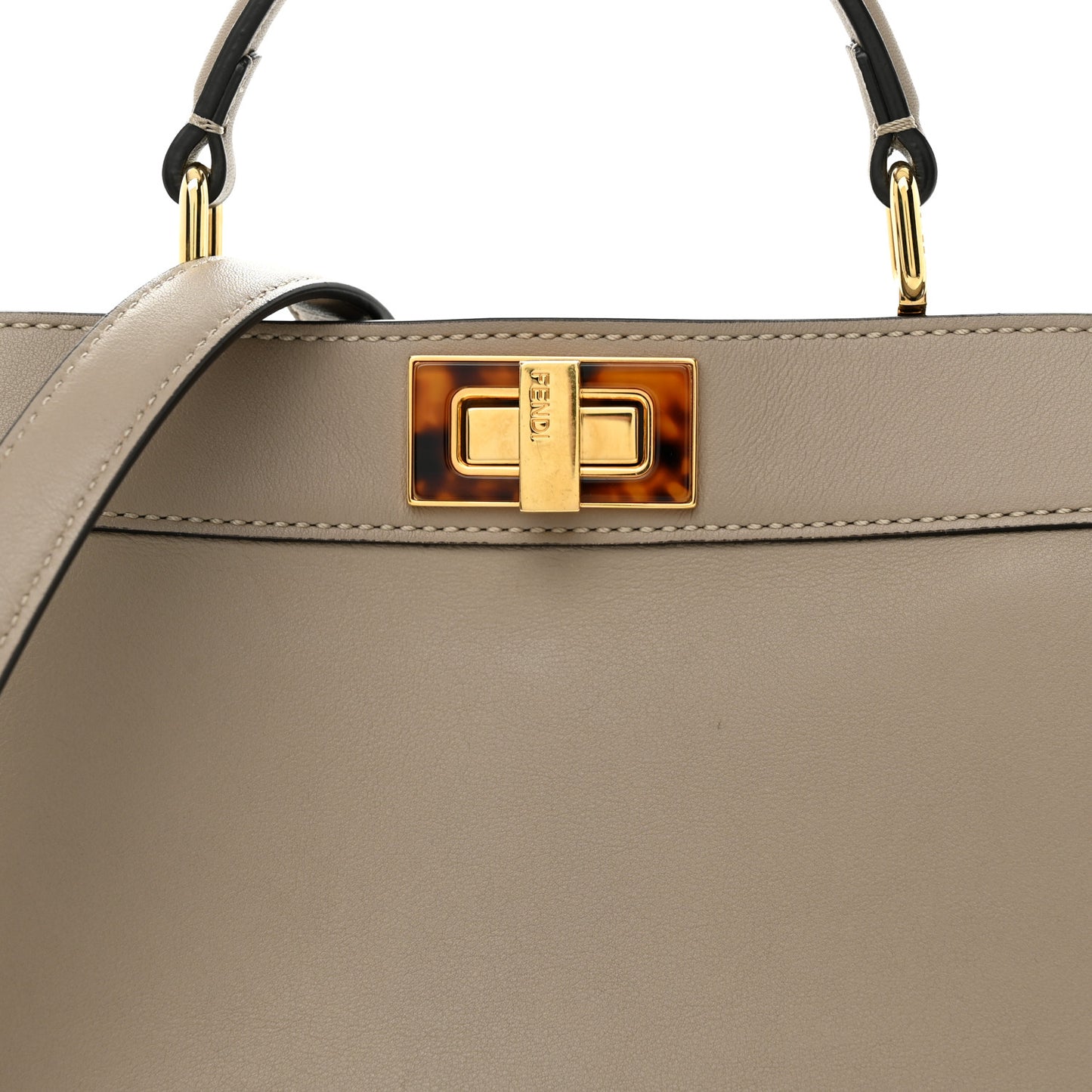 Vitello Seta Shiny Nappa Plexiglass Bi-Color Small Peekaboo I SEE U Satchel Tartaruga Black