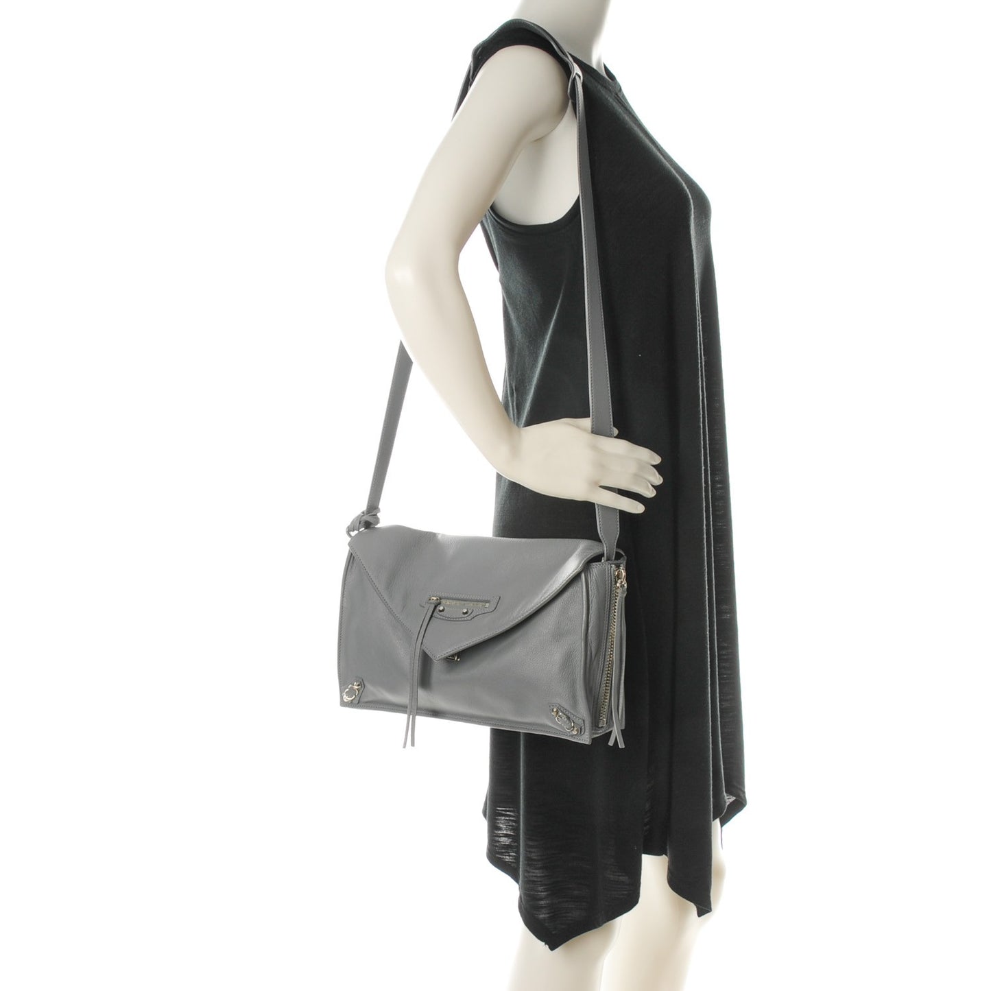 Calfskin Papier Sight Shoulder Grey
