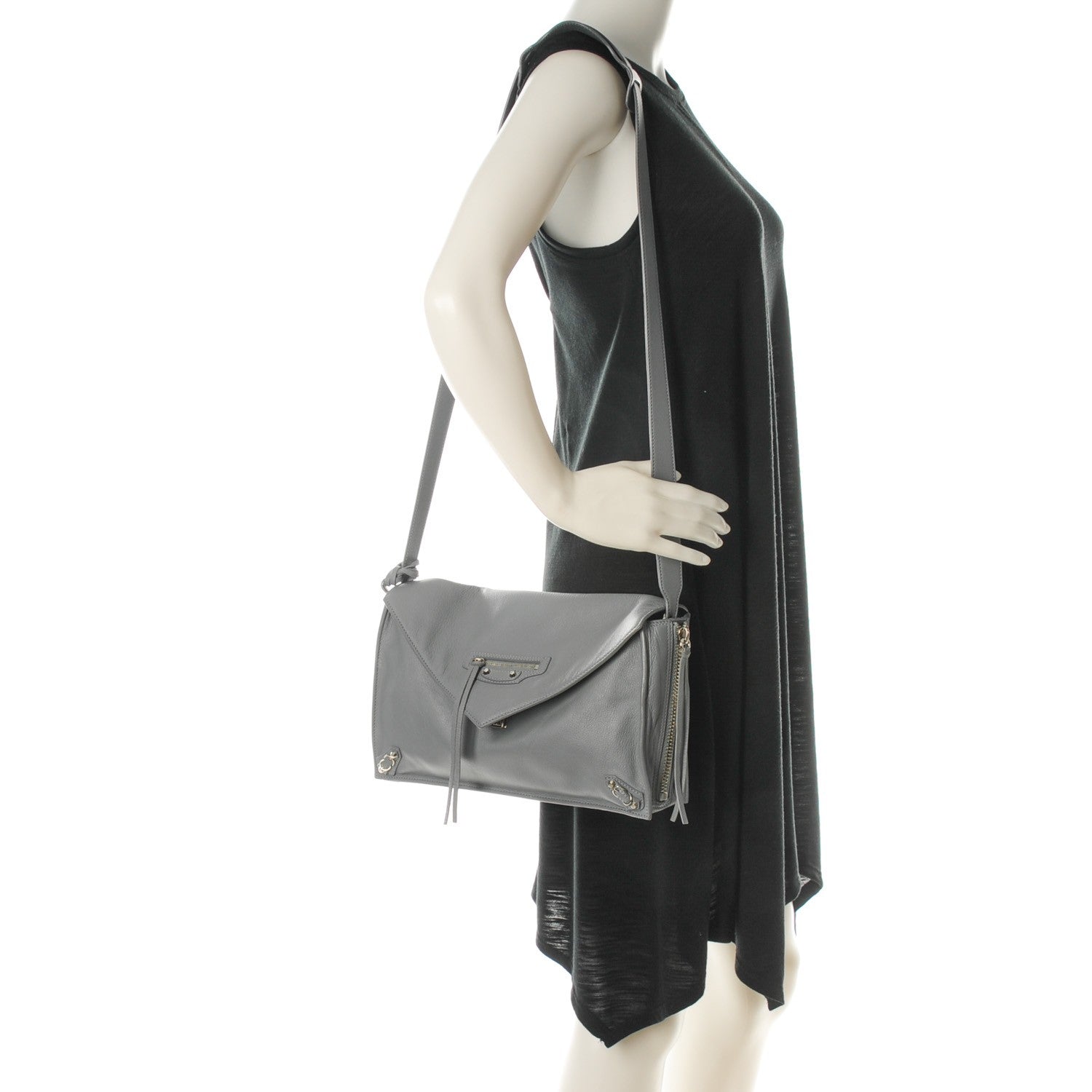 Balenciaga Calfskin Papier Sight Shoulder Grey 2 of 7