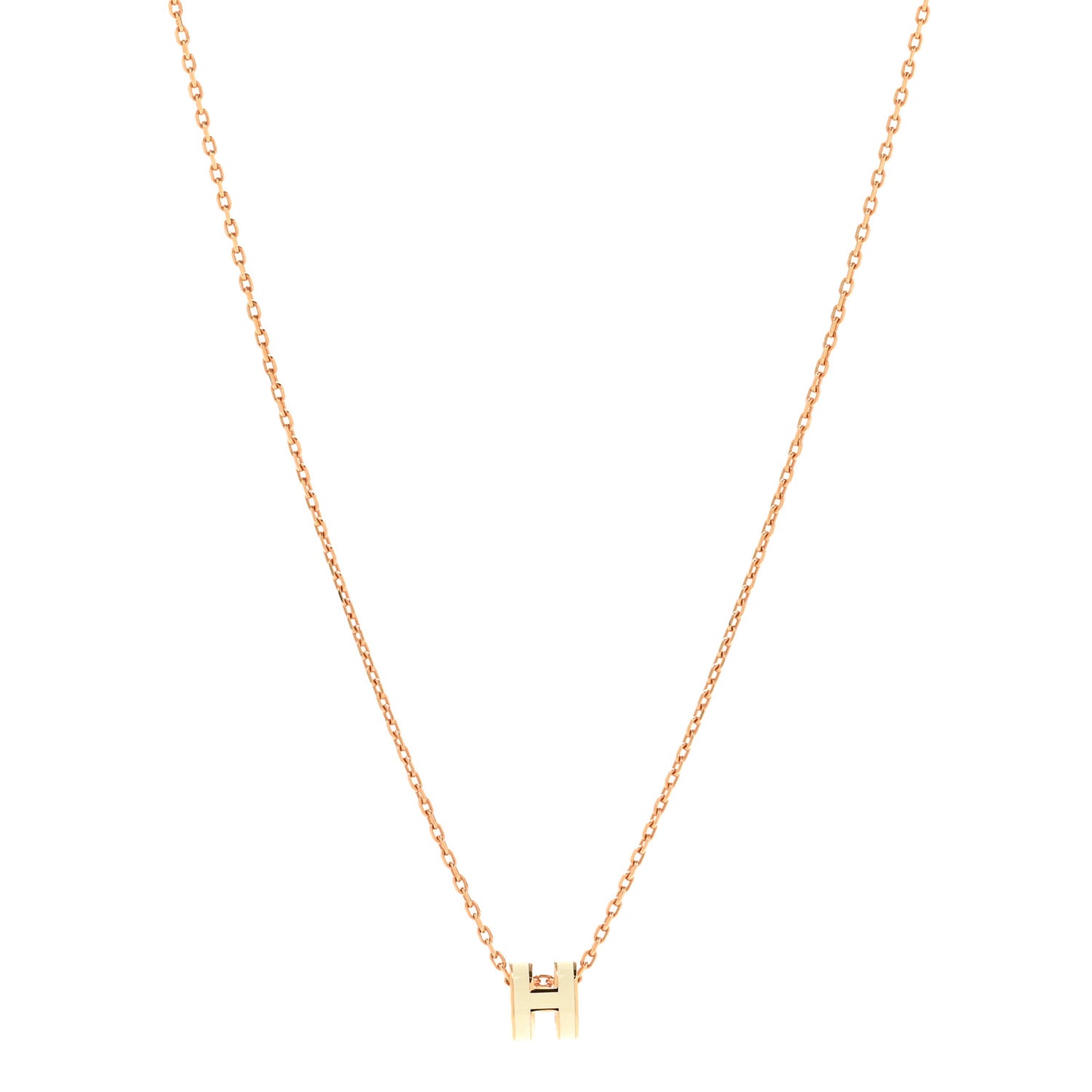 Lacquered Rose Gold Mini Pop H Pendant Necklace White