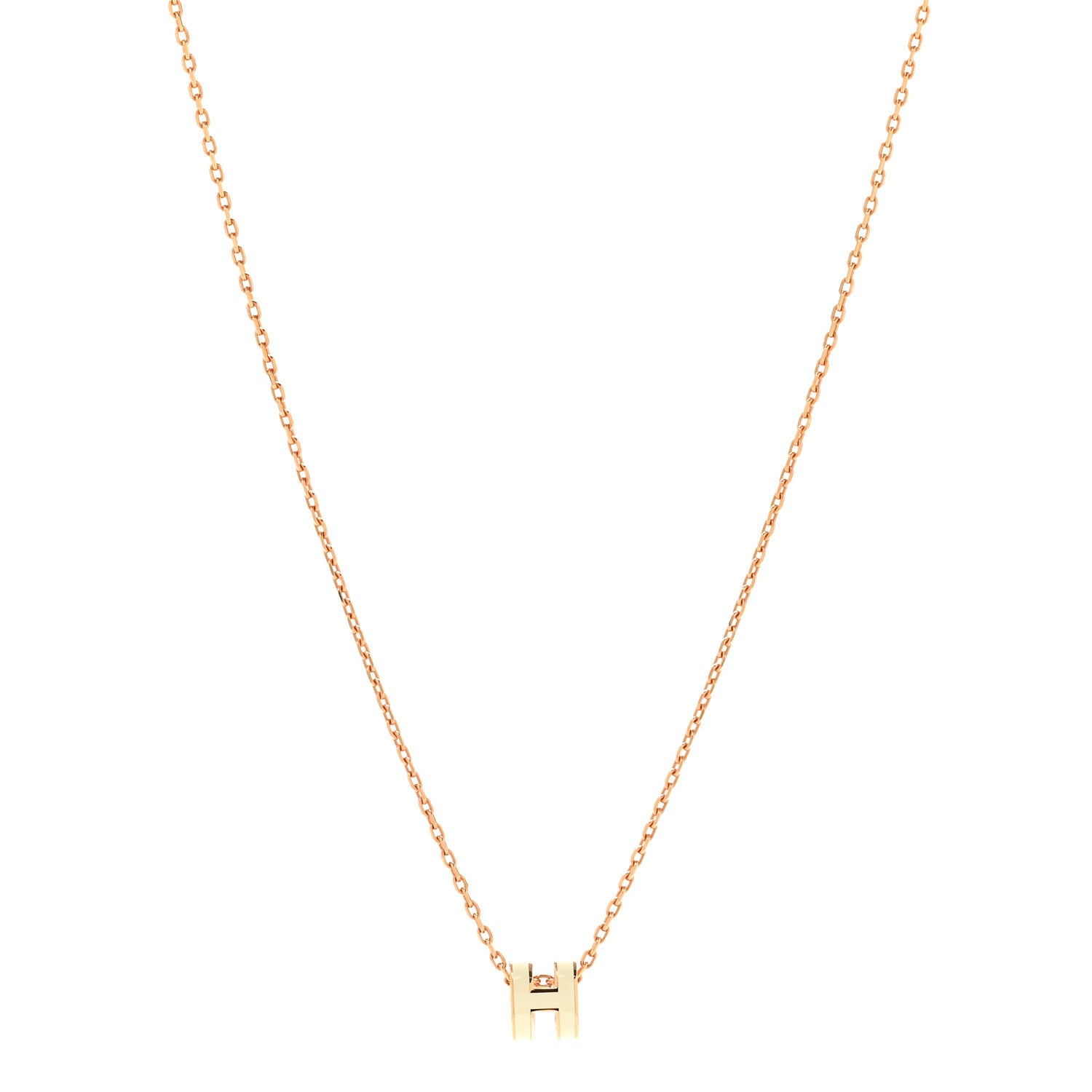 Hermes Lacquered Rose Gold Mini Pop H Pendant Necklace White 1 of 6