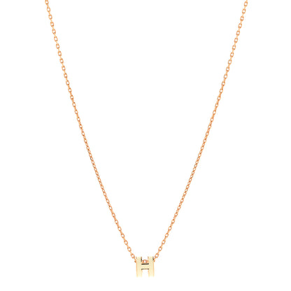 Hermes Lacquered Rose Gold Mini Pop H Pendant Necklace White 1 of 6