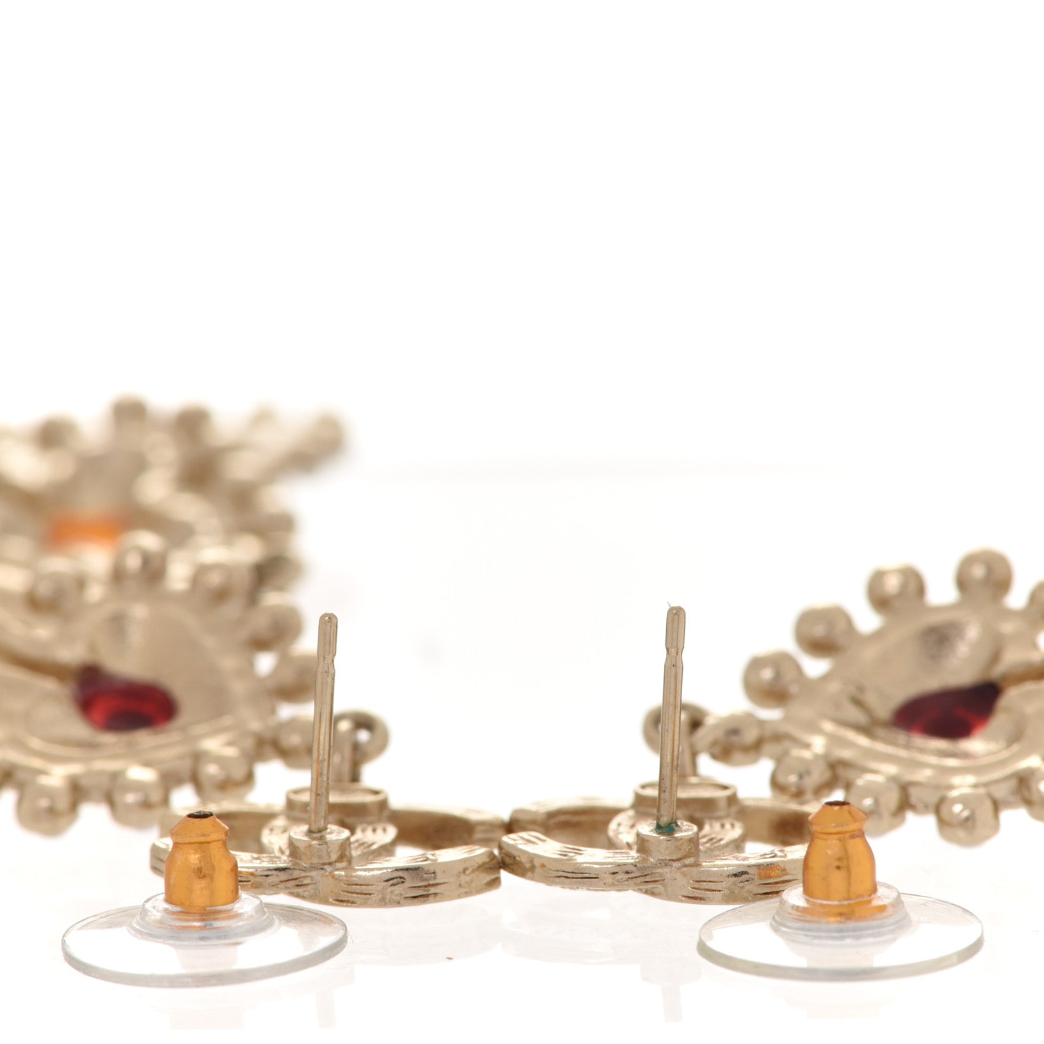 Chanel Metal Pearl Spade Diamond Club Heart Long Drop Earrings Gold Multicolor 3 of 4