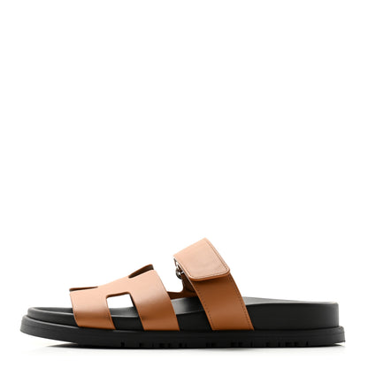 Hermes Calfskin Womens Chypre Sandals 36.5 Naturel 1 of 9