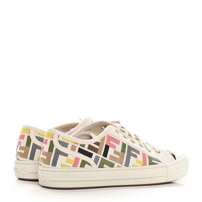 Fendi Kuban Canvas FF Womens Domino Low Top Sneakers 39 Grezzo Multicolor Latte 4 of 7