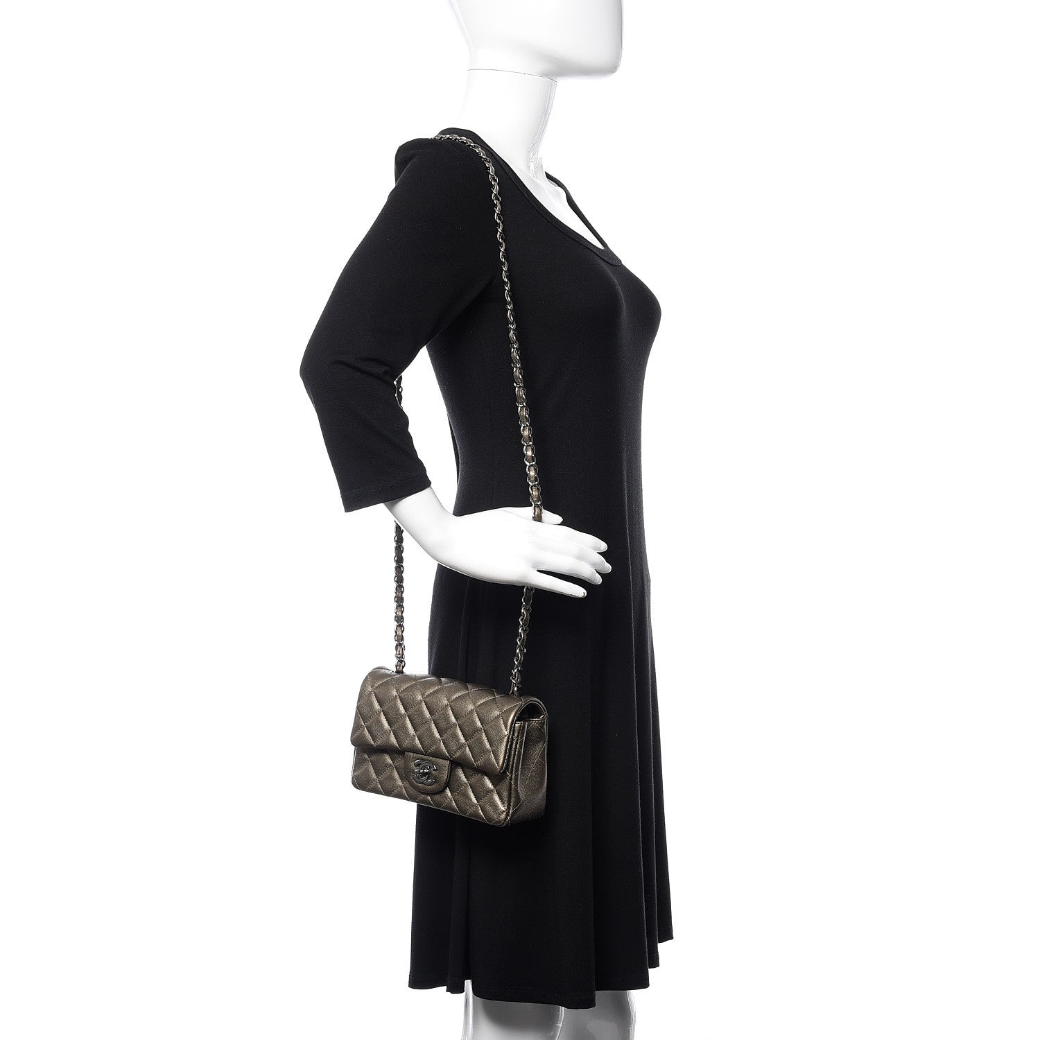 Chanel Metallic Caviar Quilted Mini Rectangular Flap Bronze 2 of 17