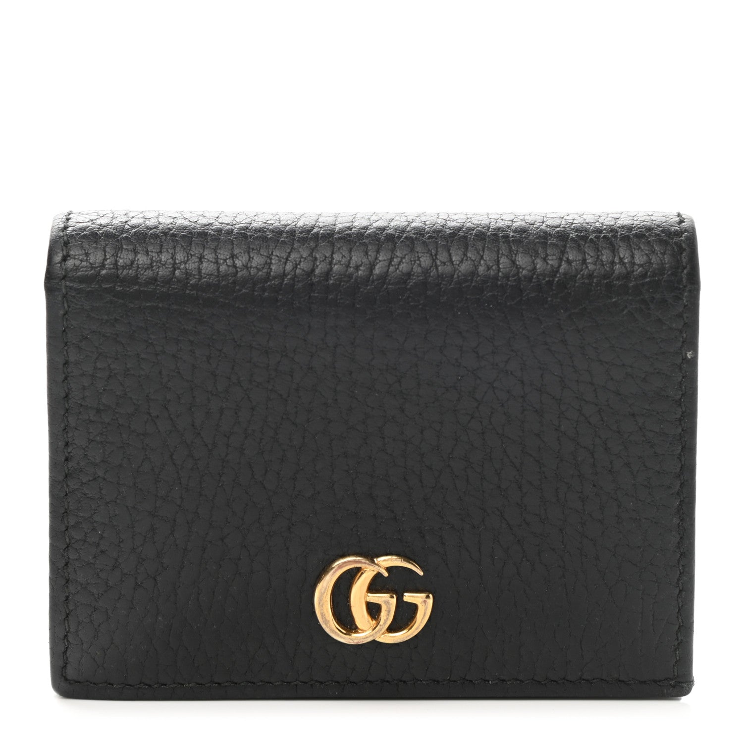 Gucci Pebbled Calfskin GG Marmont Card Case Black 1 of 7