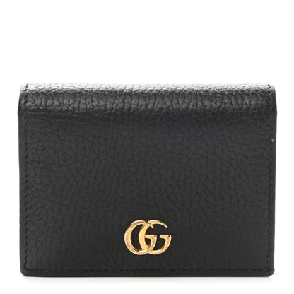 Gucci Pebbled Calfskin GG Marmont Card Case Black 1 of 7