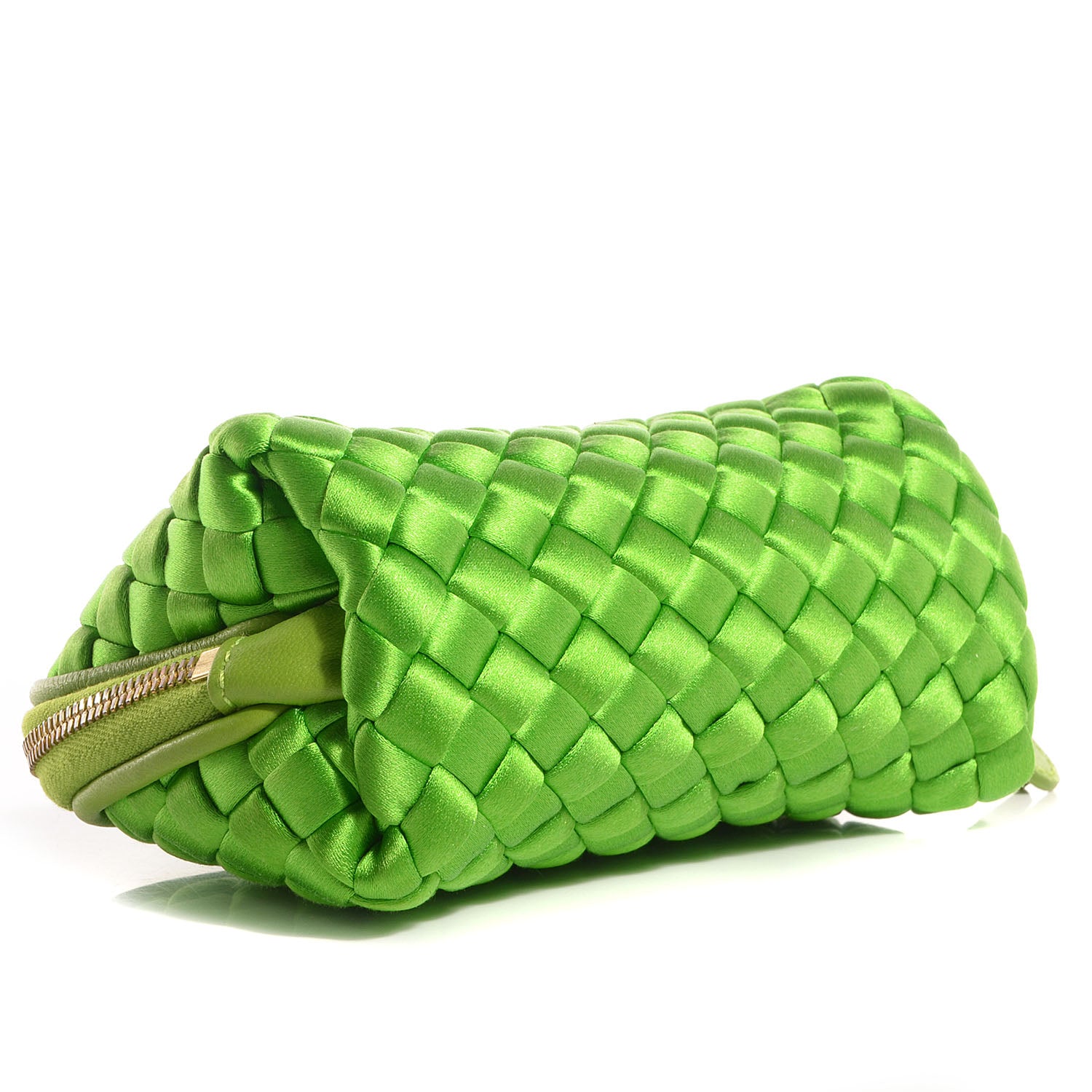 Bottega Veneta Silk Intrecciato Small Cosmetic Case Green Apple 4 of 9