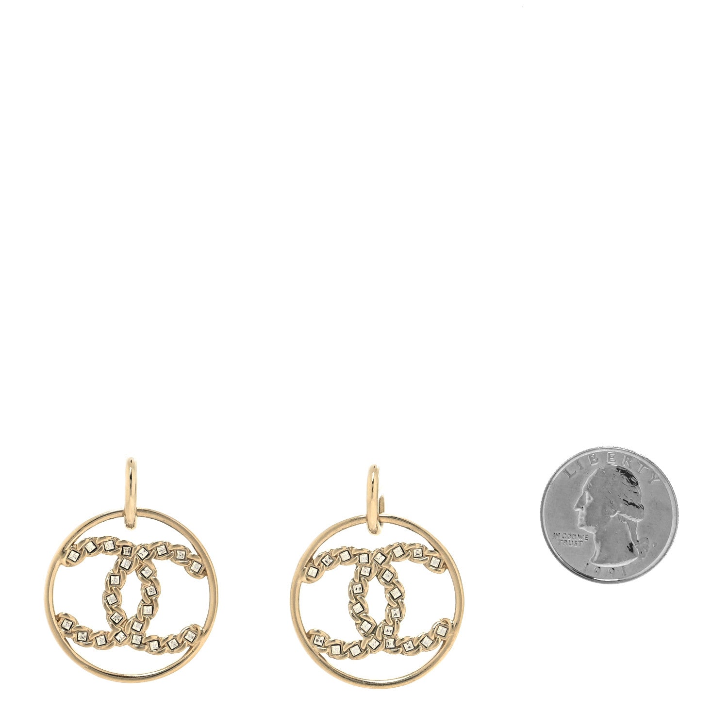 Chanel Baguette Crystal High Society CC Drop Earrings Gold 2 of 4